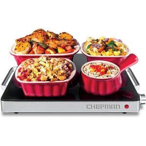 Chefman Compact Glasstop Warming Tray , Mini 15x12 Inch  Black
